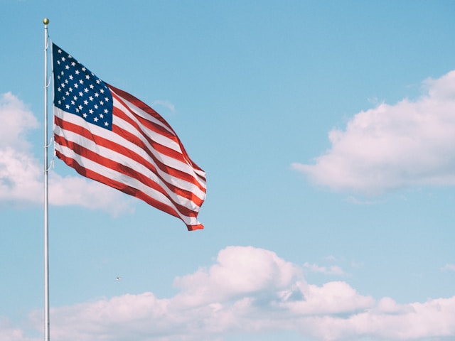 American flag against sky